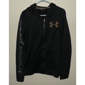 Under Armour Men's Black Zip Hoodie with Logo